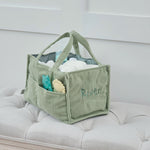 Personalised Sage Cord Nappy Caddy