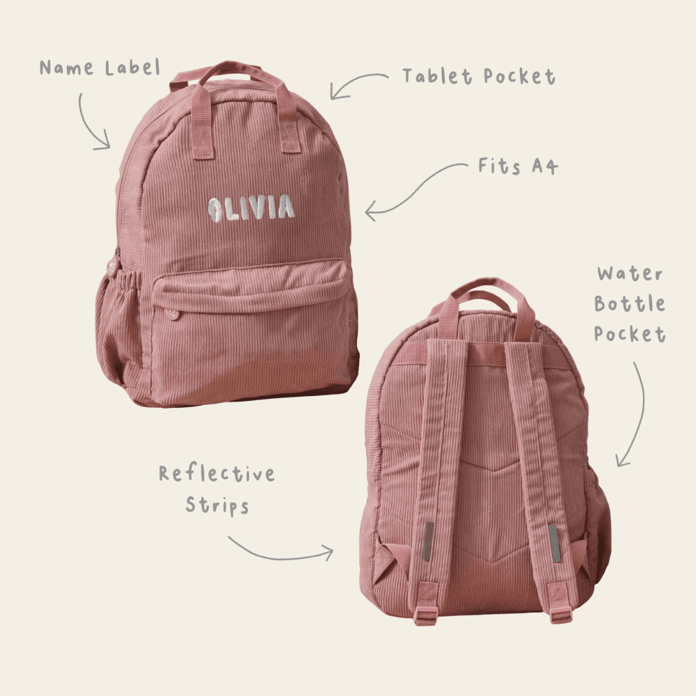 Personalised Name Large Cord Backpack Pink