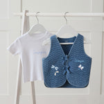 Personalised Butterfly Denim Gilet and White Tee Gift Set
