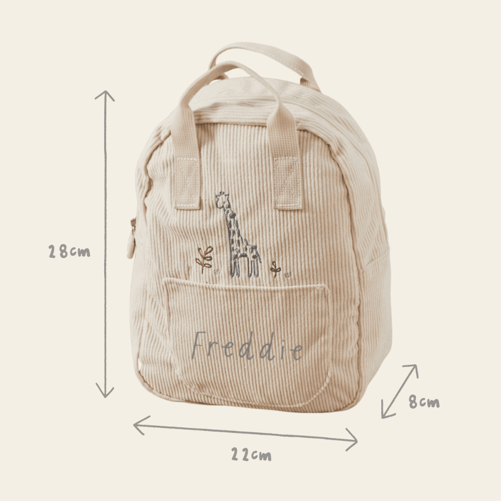Personalised Ecru Cord Cuddle Club Mini Backpack 