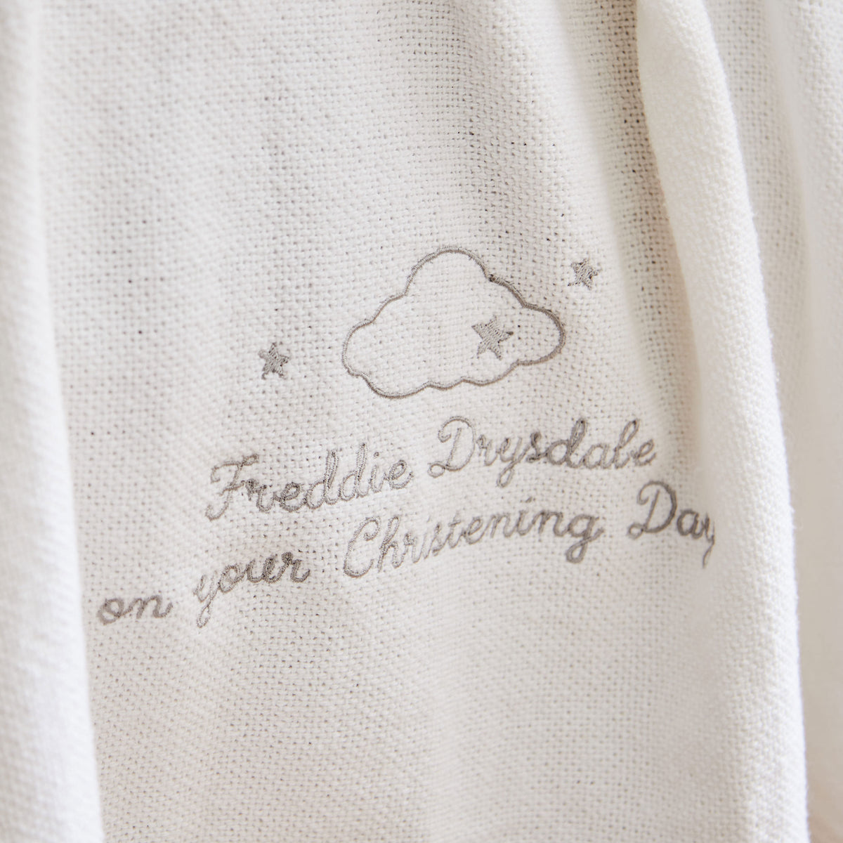 Personalized Christening Day Ivory Cellular Baby Blanket