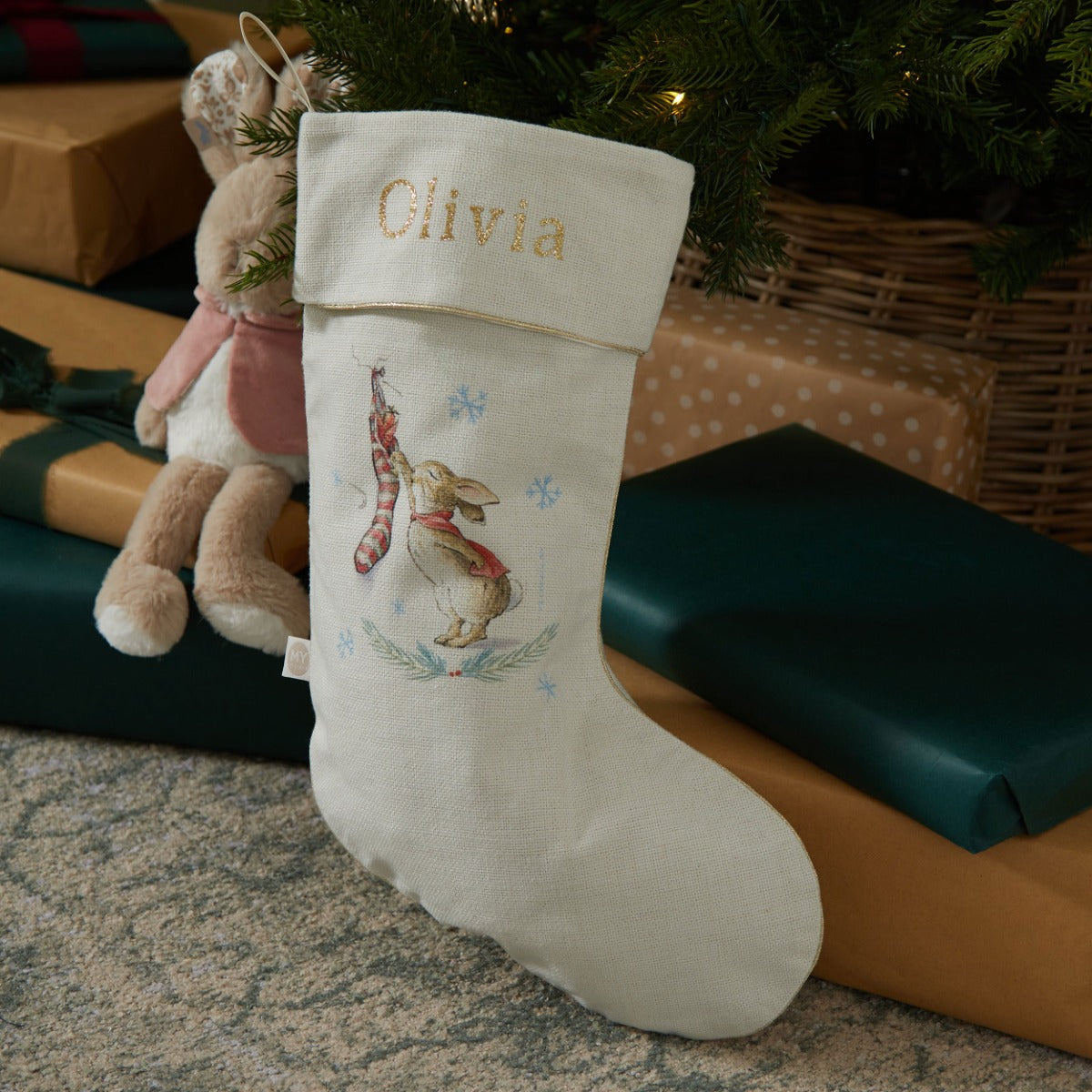 Personalised Flopsy Bunny™ Pink Christmas Stocking