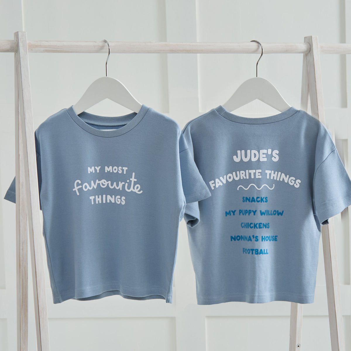 Personalised My Most Favourite Things Blue T-Shirt