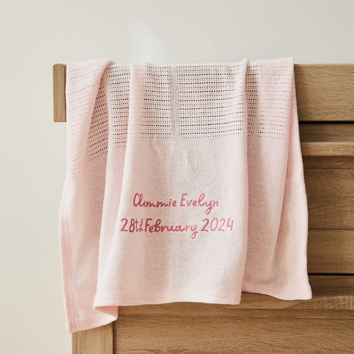 Personalized Light Pink Cellular Baby Blanket