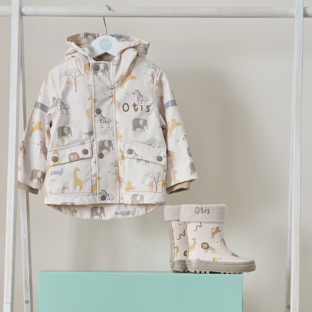 Personalised Neutral Safari Rainy Day Gift Set