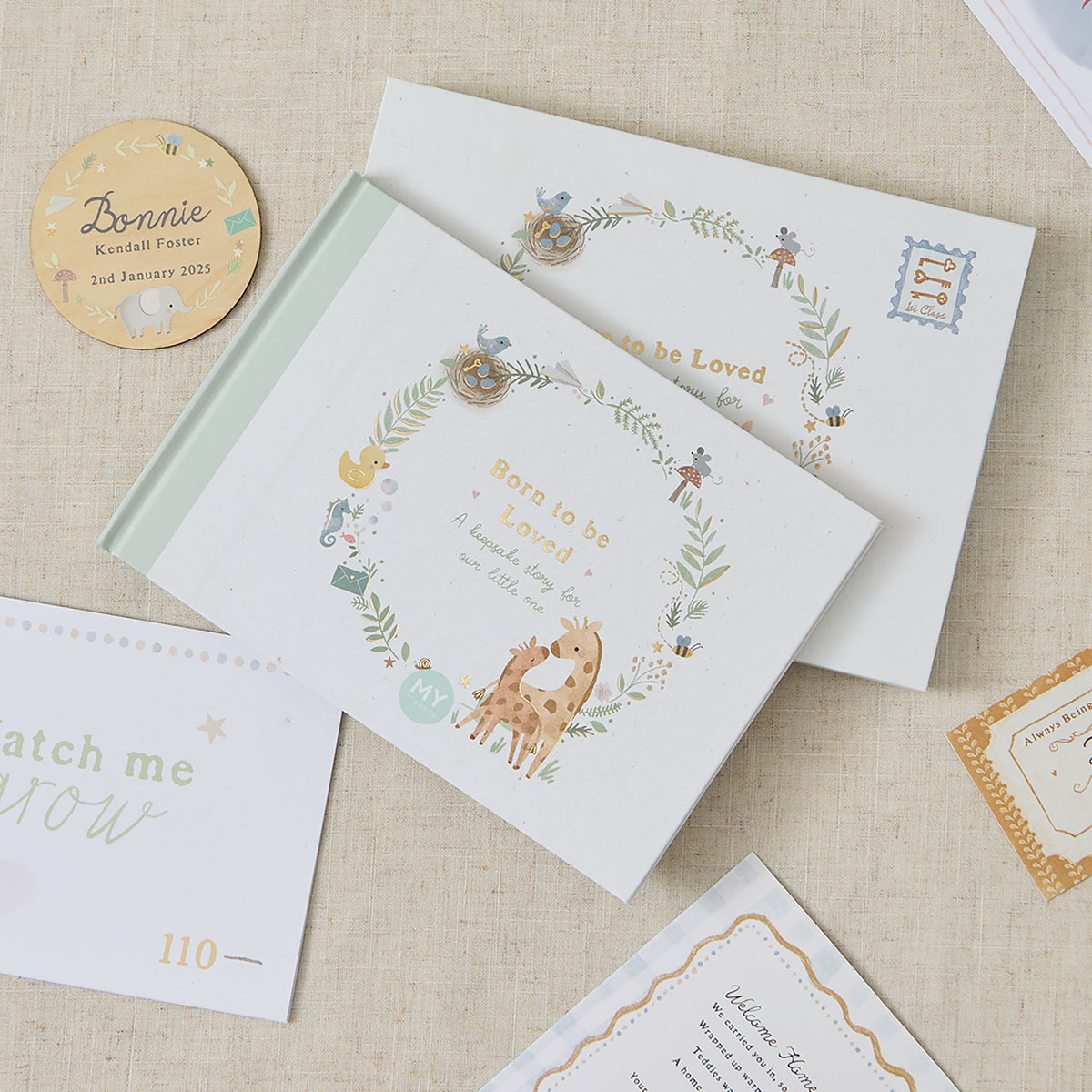 Personalised Born to be Loved Hardback Book with Height Chart Gift Set