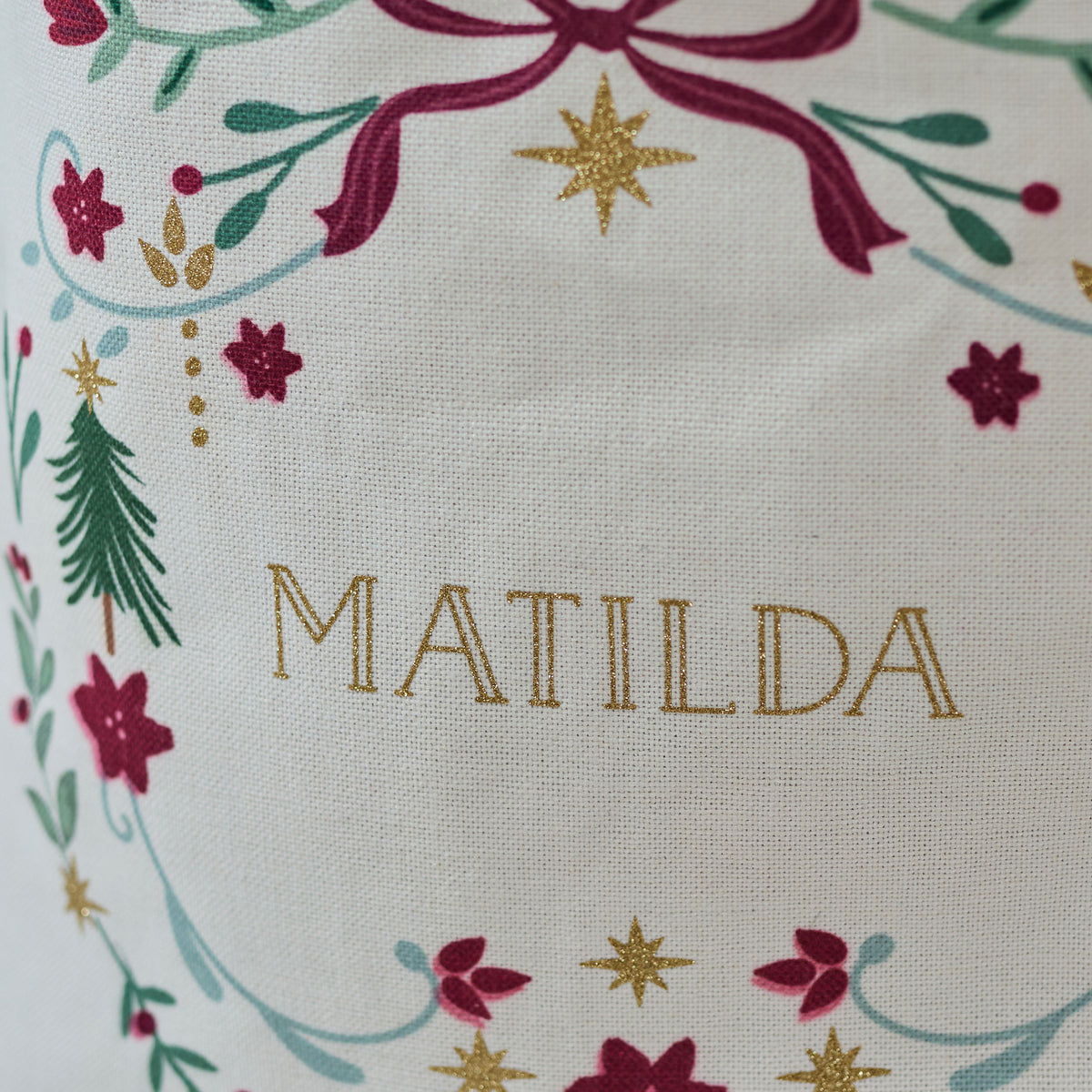 Personalised Folklore Christmas Natural Canvas Gift Sack