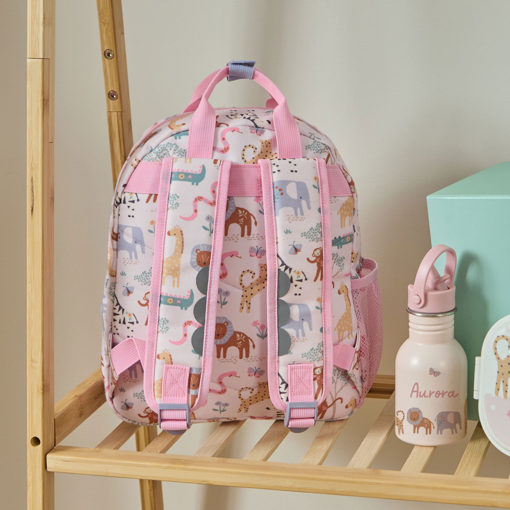 Personalised Pink Floral Safari Medium Backpack