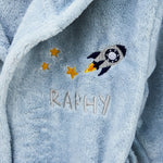 Personalized Rocket Design Blue Fleece Robe