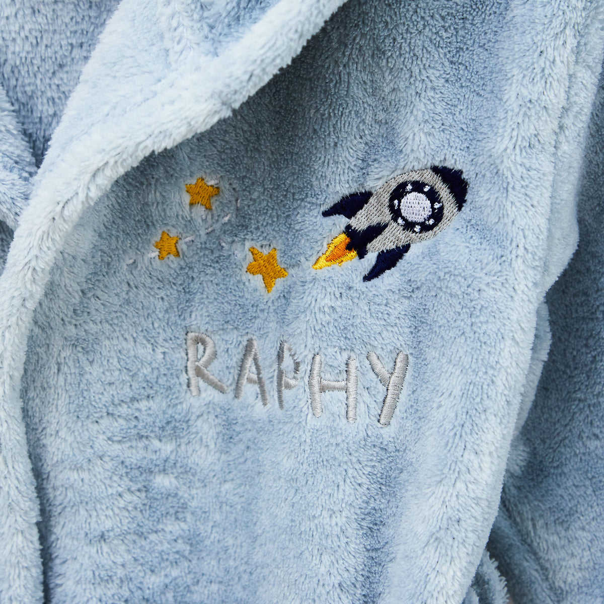 Personalized Rocket Design Blue Fleece Robe
