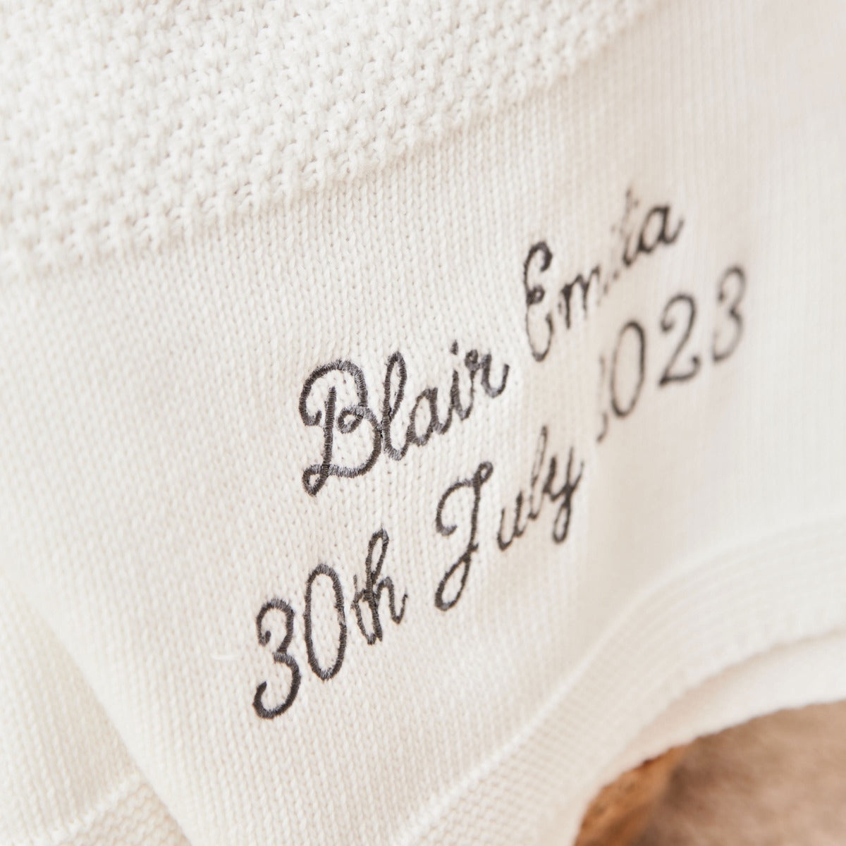 Personalized Ivory Cotton Baby Shawl