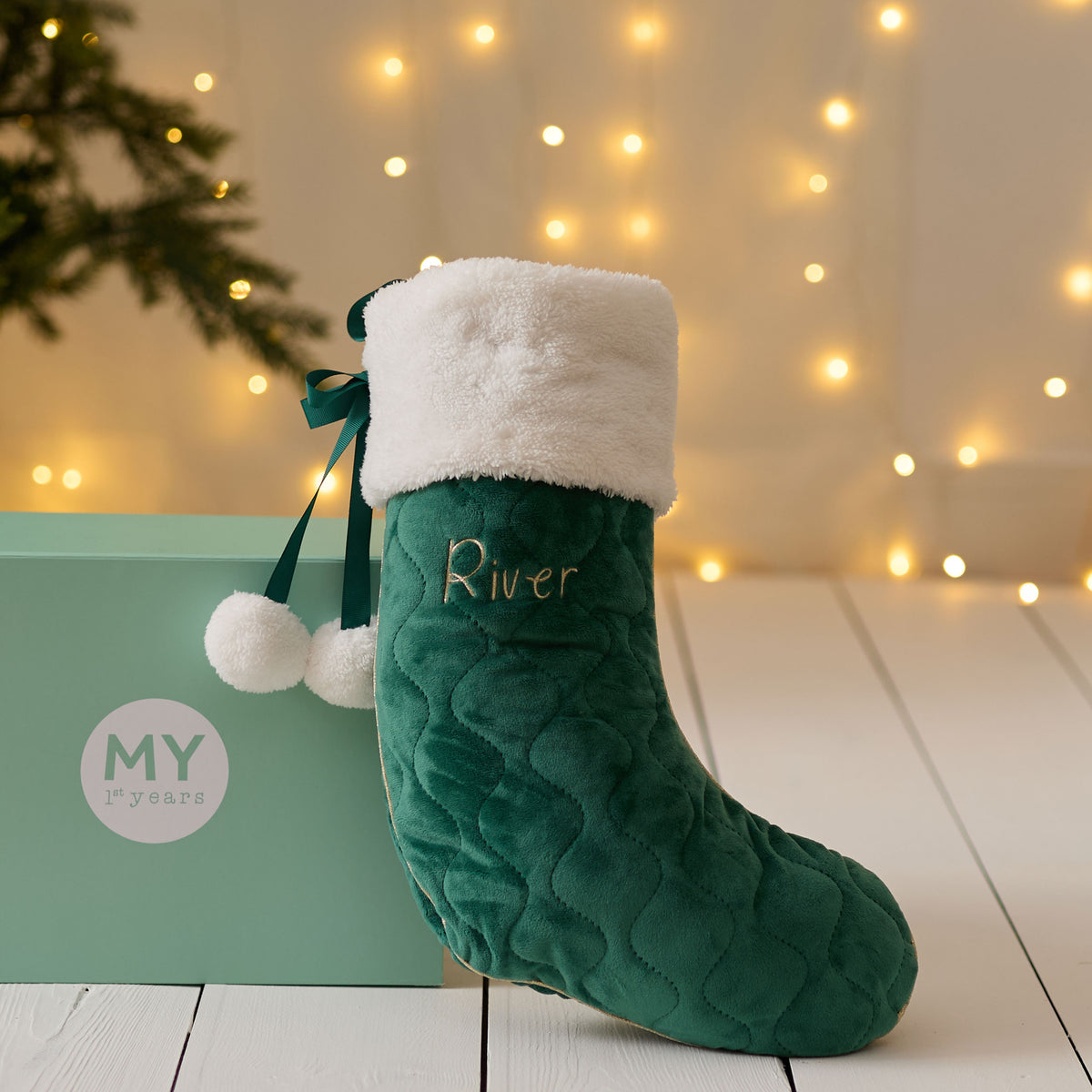 Personalised Small Green Velvet Name Stocking