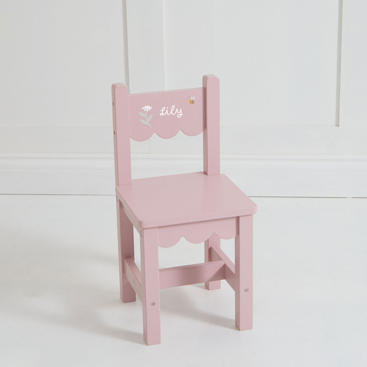 Personalised Floral Printed Pink Scalloped Chair FSC®