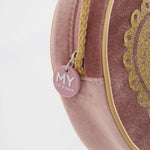 Personalised Gold Heart Pink Velvet Handbag