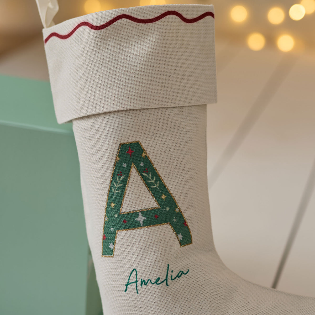 Personalised Initial Cream Christmas Stocking