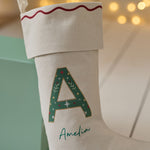 Personalised Initial Cream Christmas Stocking