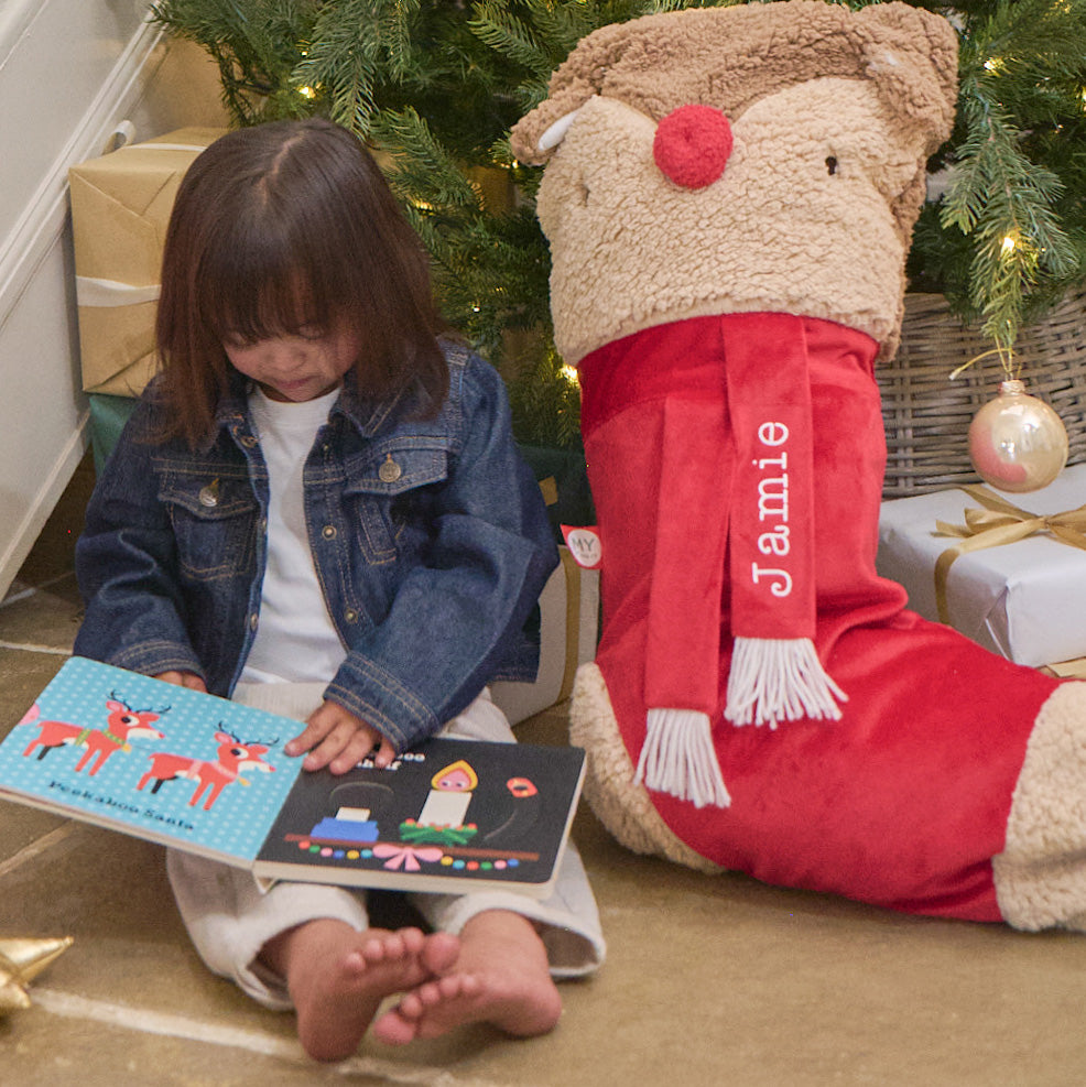 Personalised Large Red Reindeer Christmas Stocking