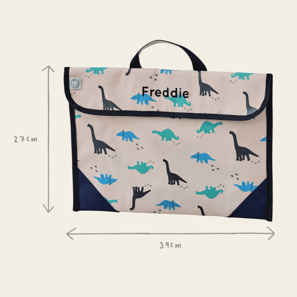 Personalised Grey Dino Book Bag