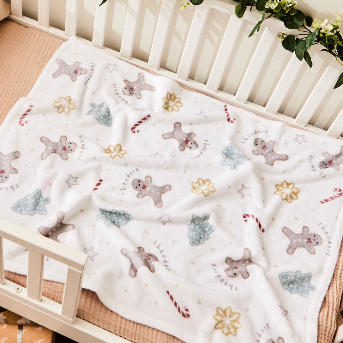 Personalized Gingerbread Christmas Fleece Blanket 