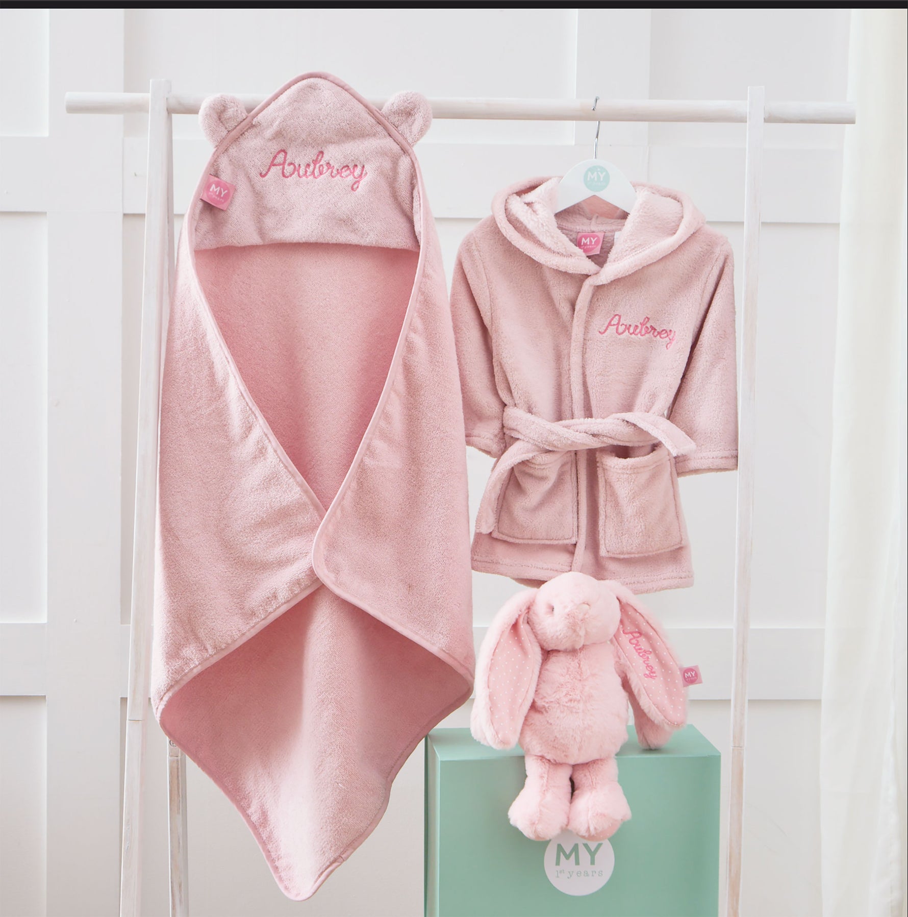 Personalised Pink Splash, Snuggle & Cuddle Gift Set