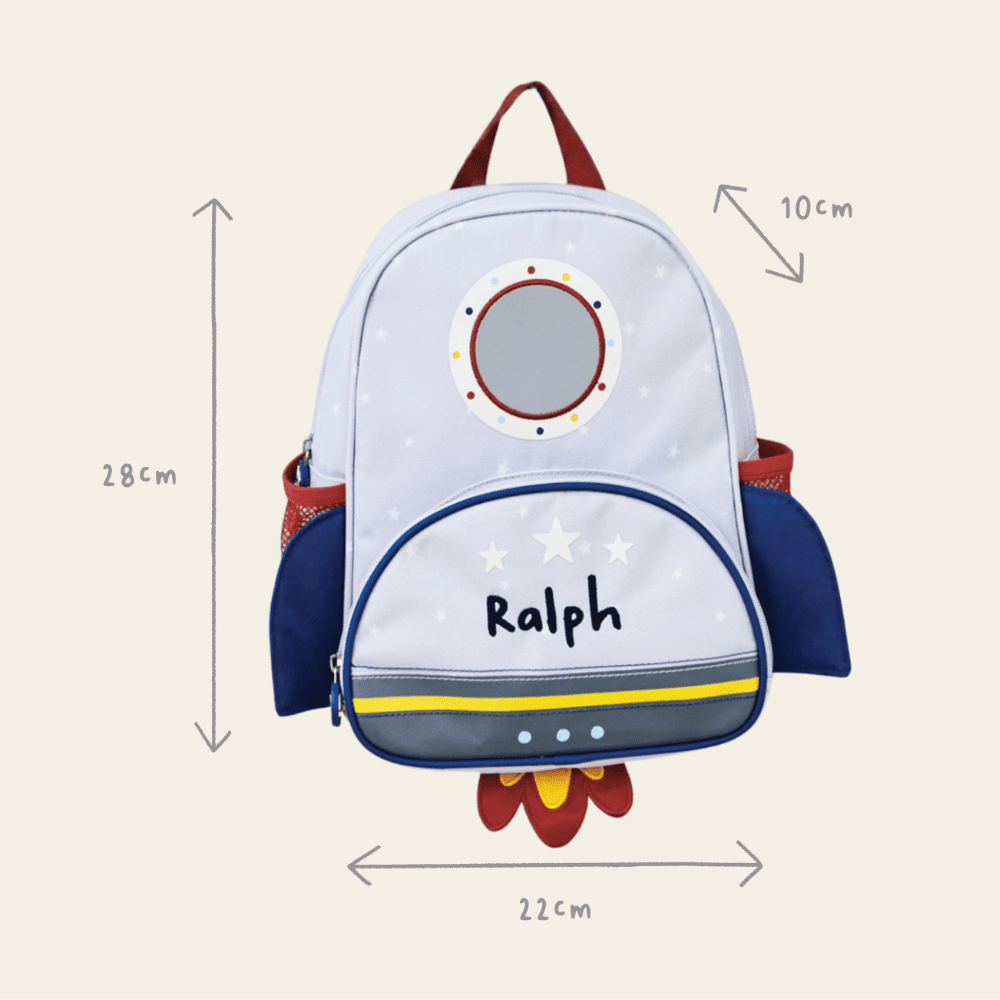 Personalised Grey Rocket Mini Backpack
