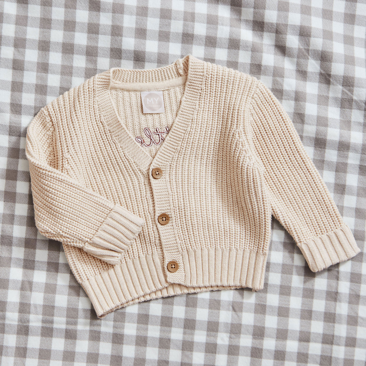 Personalised Little Pumpkin Oatmeal Cardigan