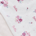 Personalized Pink Floral Fleece Blanket