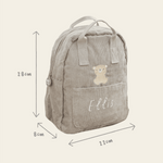 Personalised Biscuit Bear Grey Cord Mini Backpack
