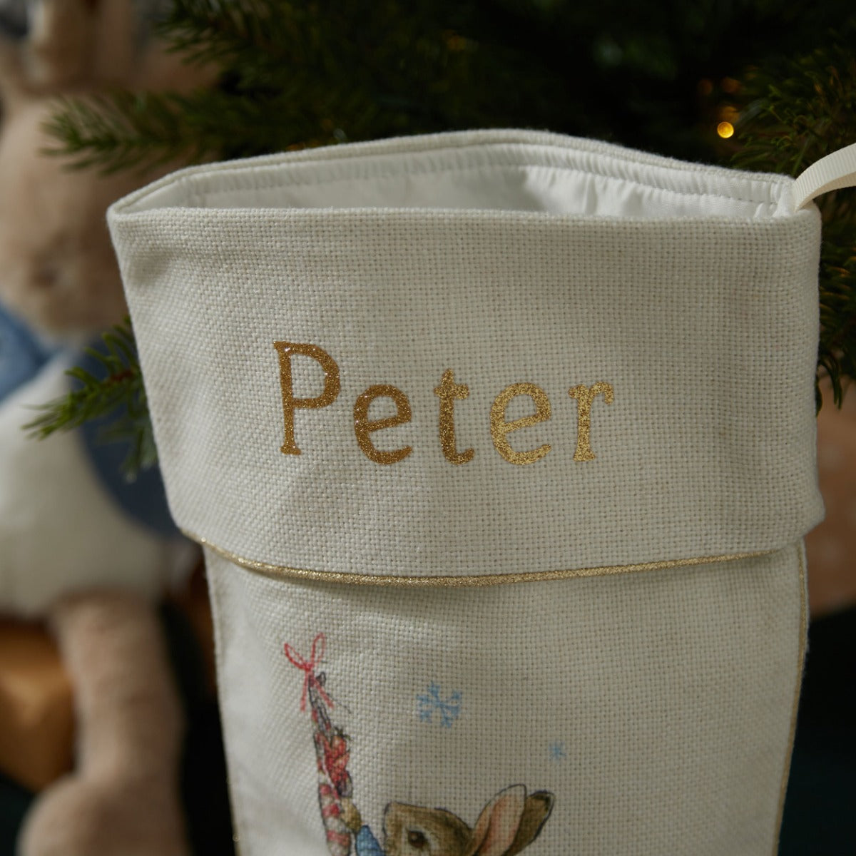 Personalised Peter Rabbit™ Blue Christmas Stocking