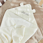 Personalized Large Ivory Hooded Bath Towel