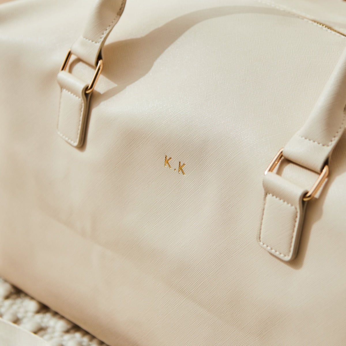 Personalised Embossed Weekend Holdall Bag in Oyster by Made Yours