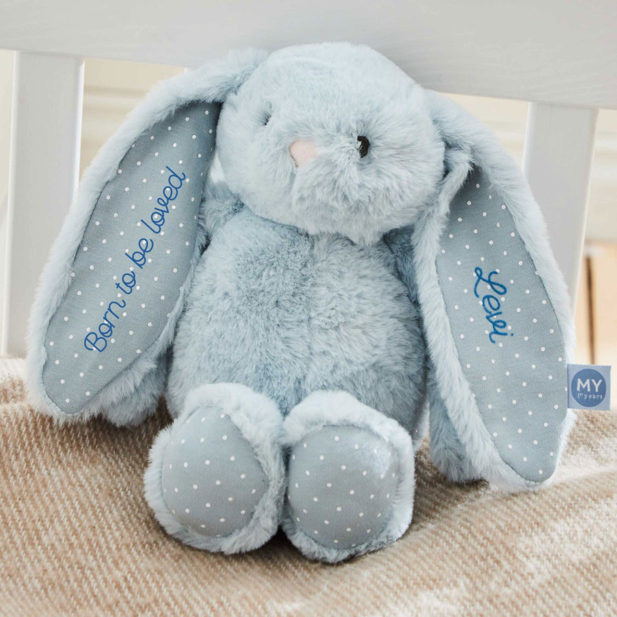 Personalised Blue Bunny Soft Toy - Embroidered