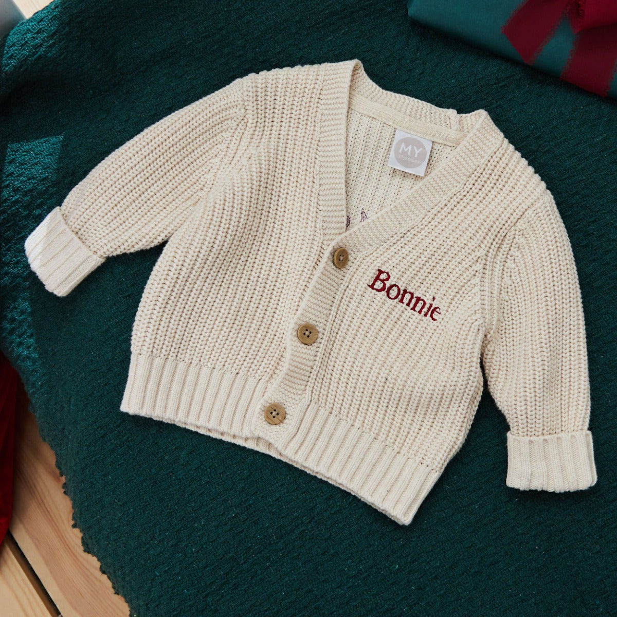 Personalised My 1st Christmas Oatmeal Cardigan