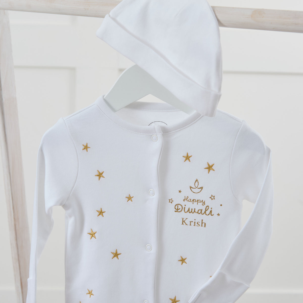 Personalised Diwali Gold Star Sleepsuit
