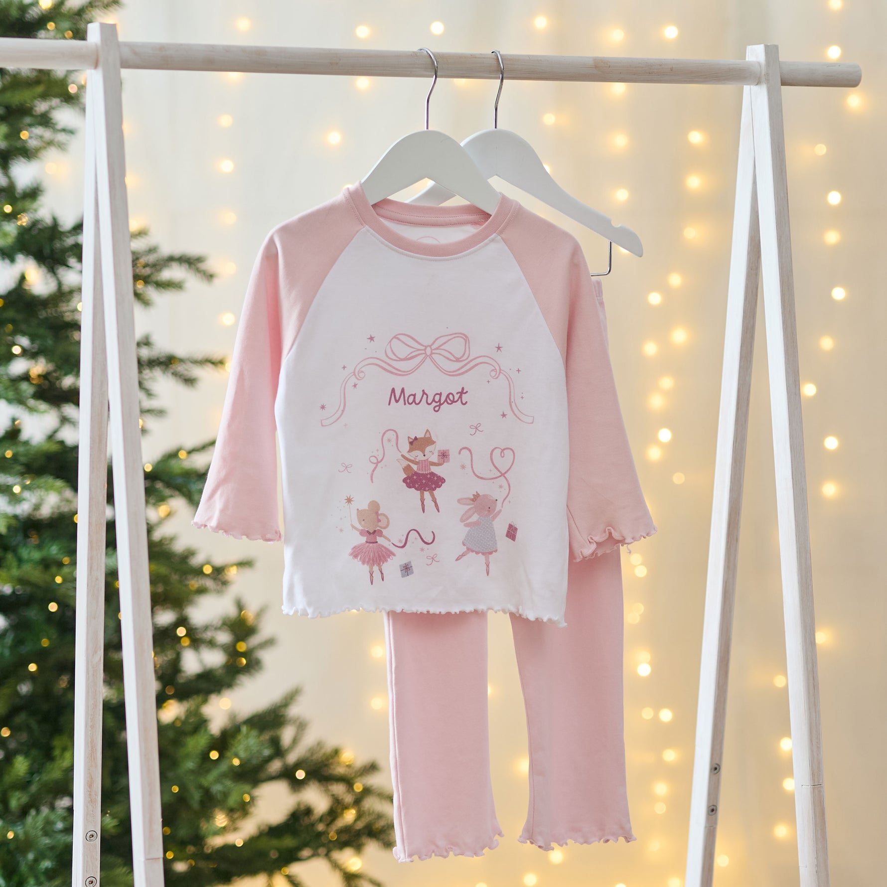 Personalised Pink Mouse Ballerina Christmas Pyjamas