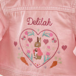 Personalised Flopsy™ Bunny Cross Stitch Pink Denim Jacket