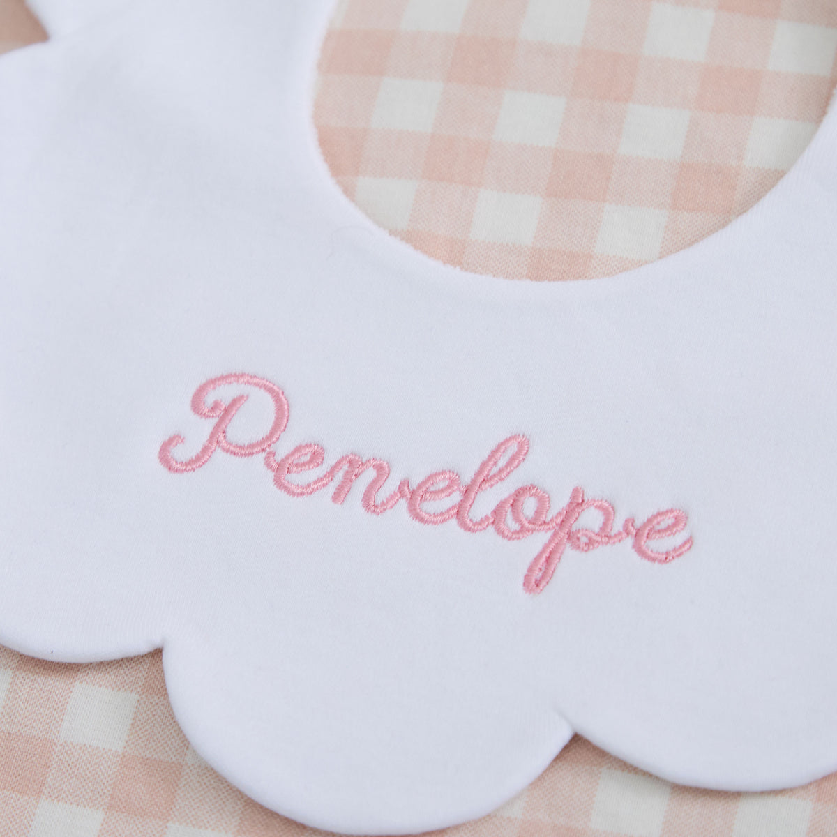 Personalised Name Organic Cotton Scalloped Bib