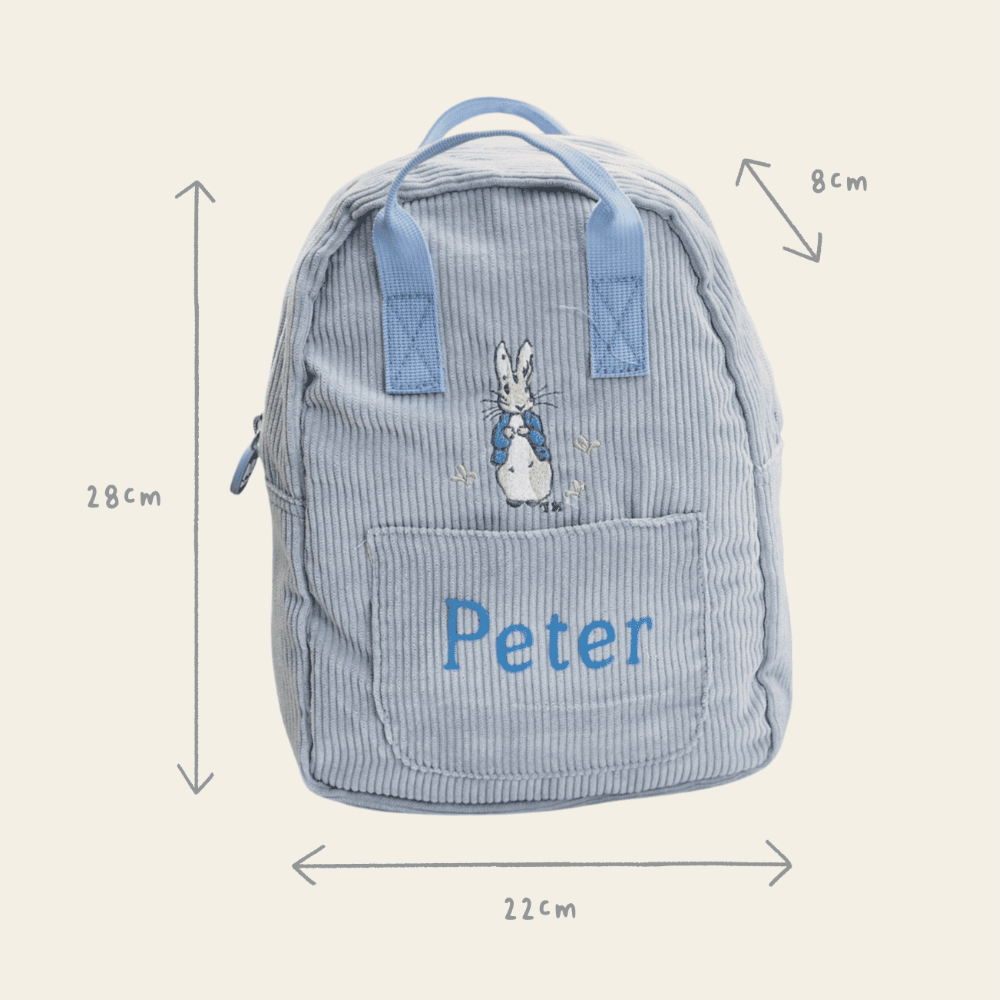 Personalised Peter Rabbit™ Blue Cord Mini Backpack