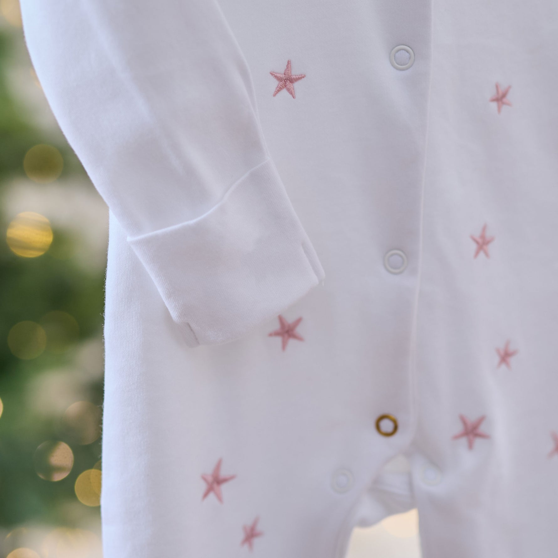 Personalised My 1st Christmas 2026 Pink Star Sleepsuit