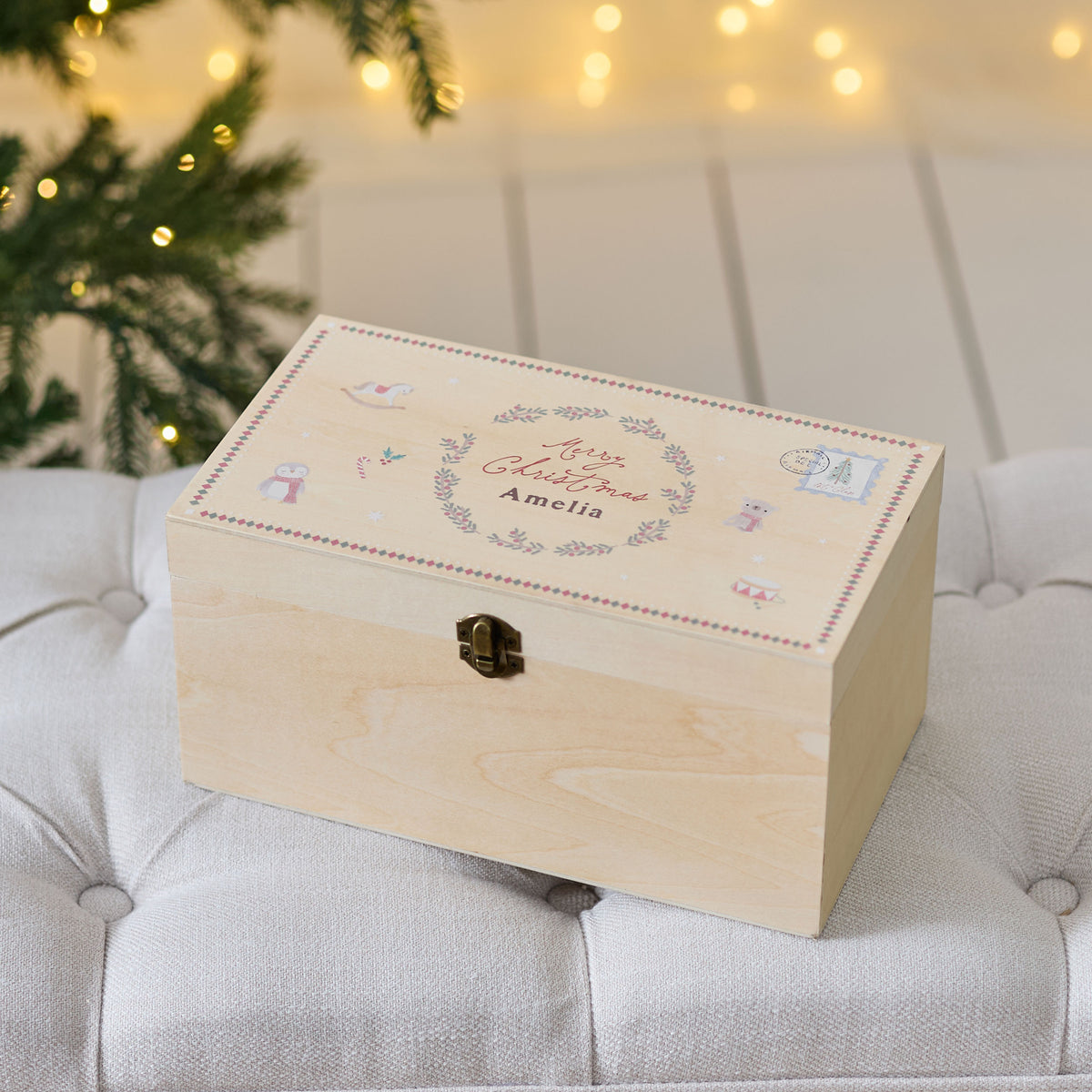 Personalised Heritage Christmas Wooden Keepsake Box FSC®