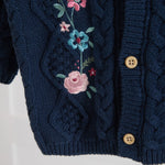 Personalised Front Floral Navy Cardigan