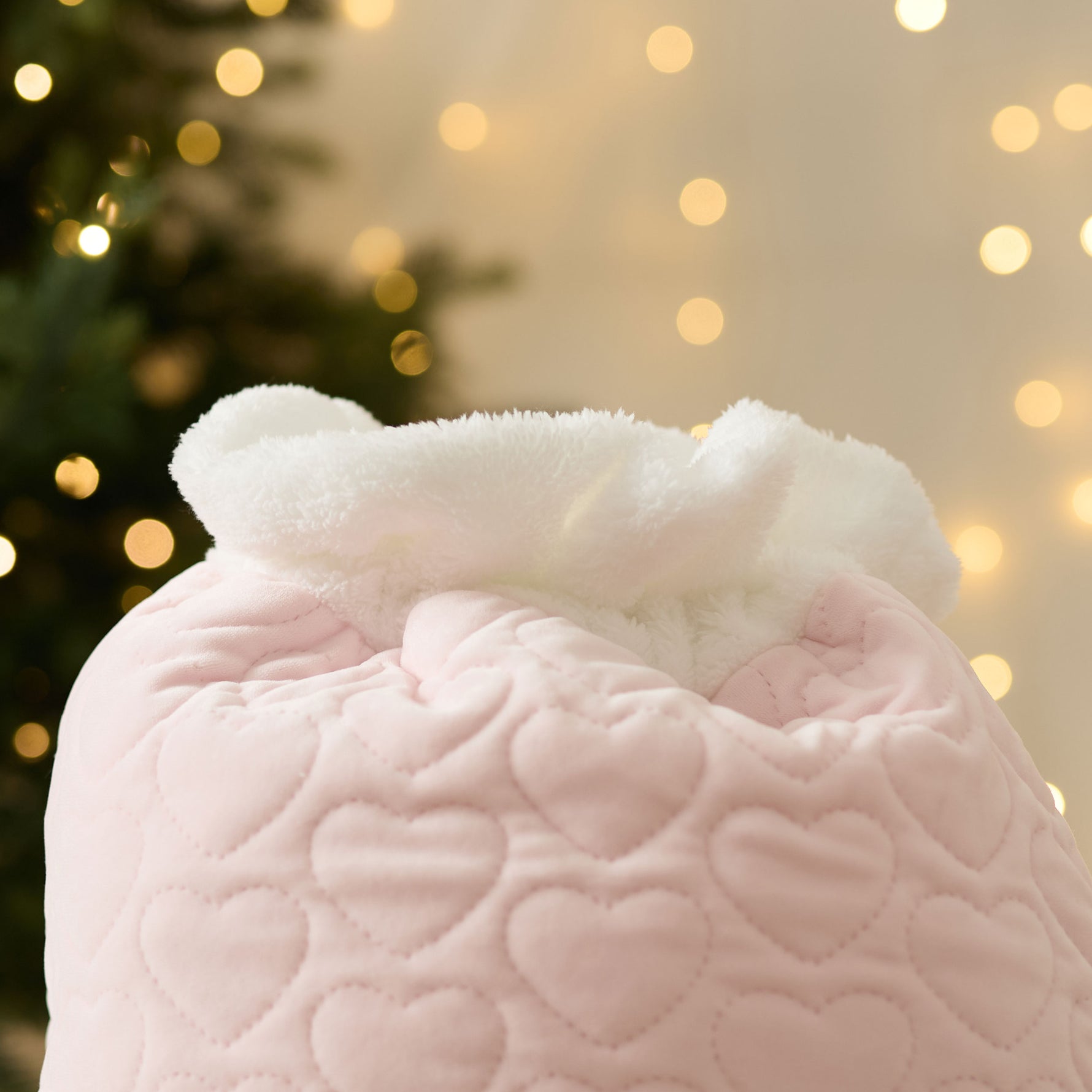 Personalised Glitter Bow Pink Velvet Christmas Sack