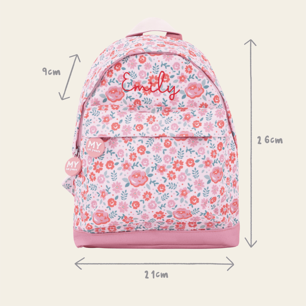 Personalised Pink Ditsy Print Classic Mini Backpack