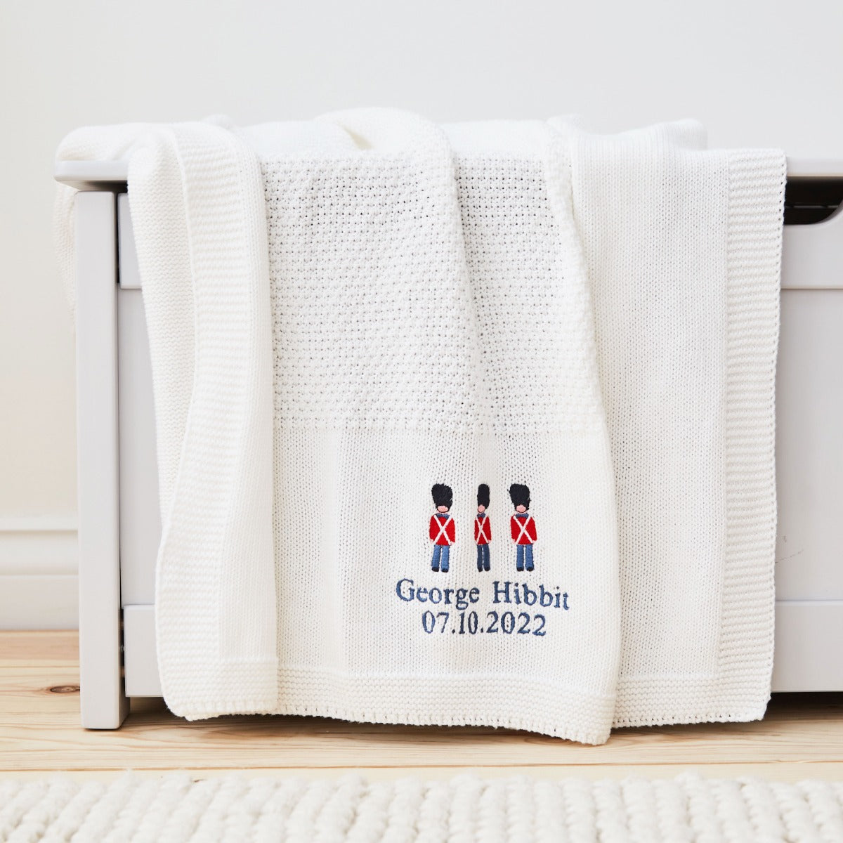 Personalized White London Design Baby Shawl