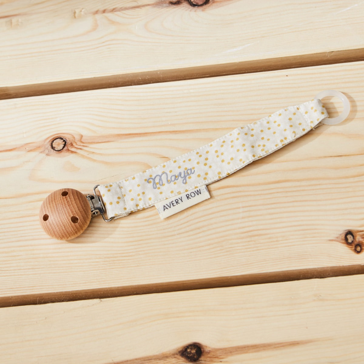 Personalised Yellow Daisy Print Avery Row Dummy Holder