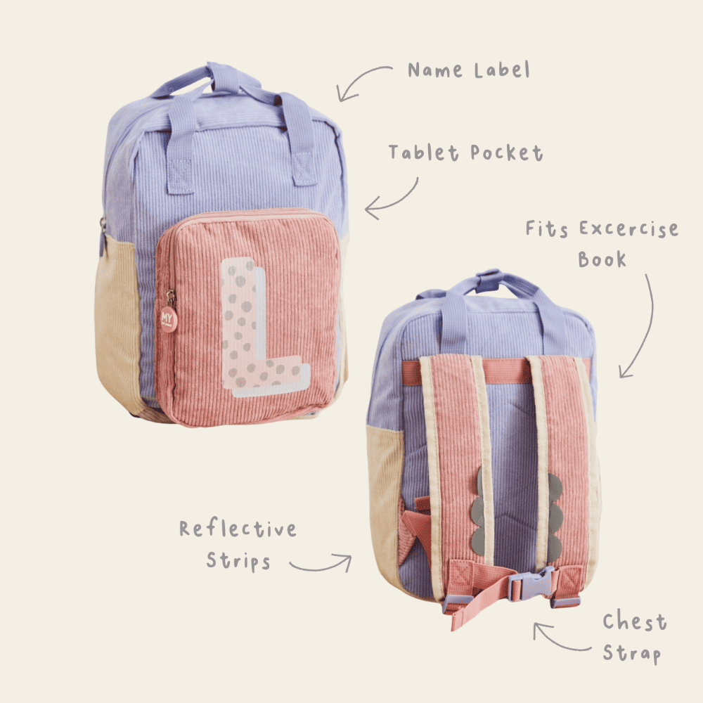 My Kids Personalised Bold Initial Medium Grab Handle Backpack
