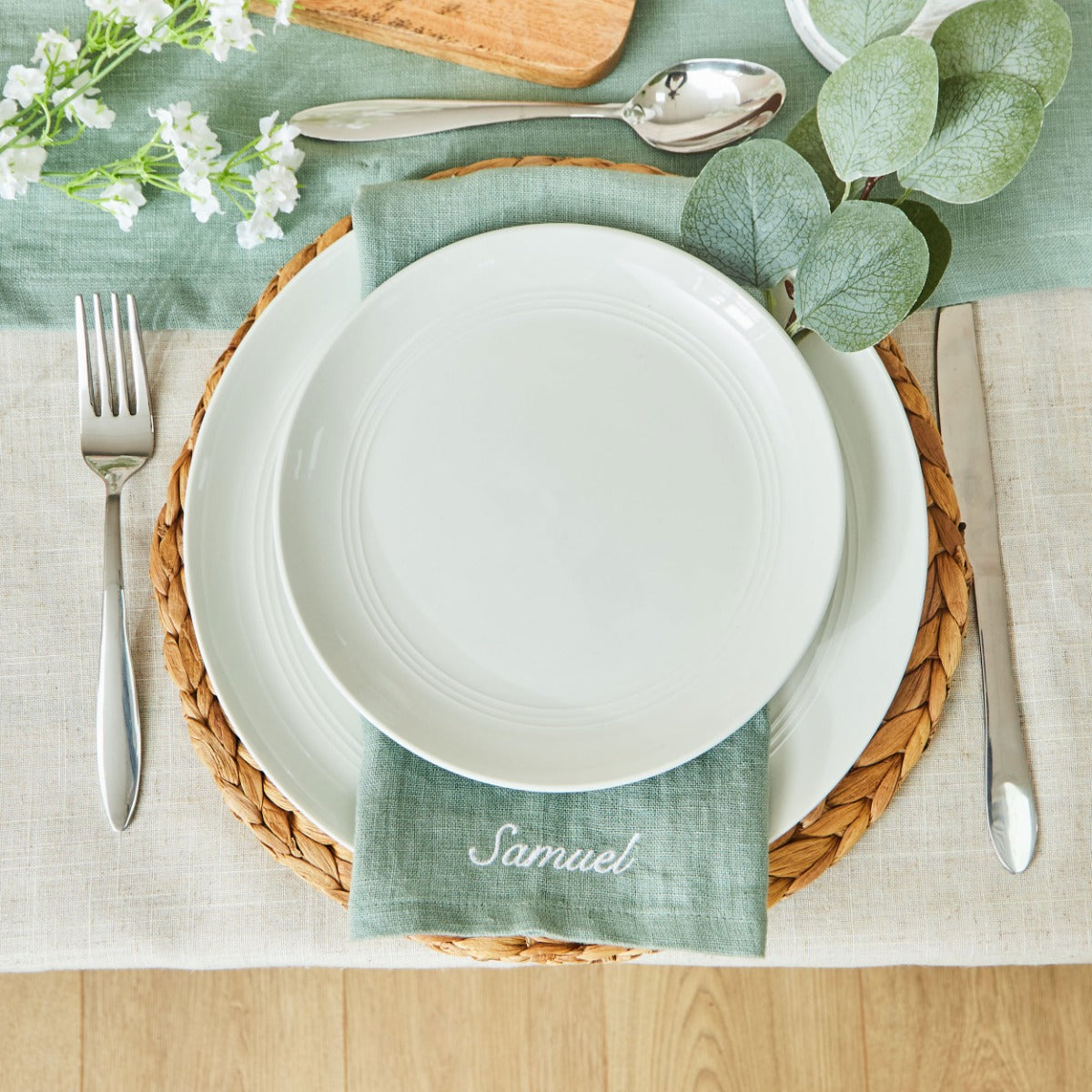 Personalised Rosemary Linen Napkin in Script Font by Made Yours