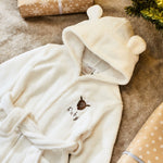 Personalized Rudolph Design Ivory Fleece Robe With Ears