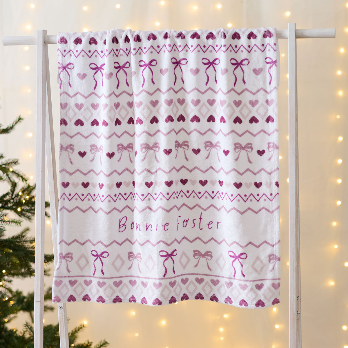 Personalised Pink Christmas Fleece Blanket