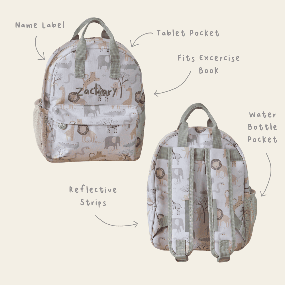 Personalised Neutral Safari Medium Backpack